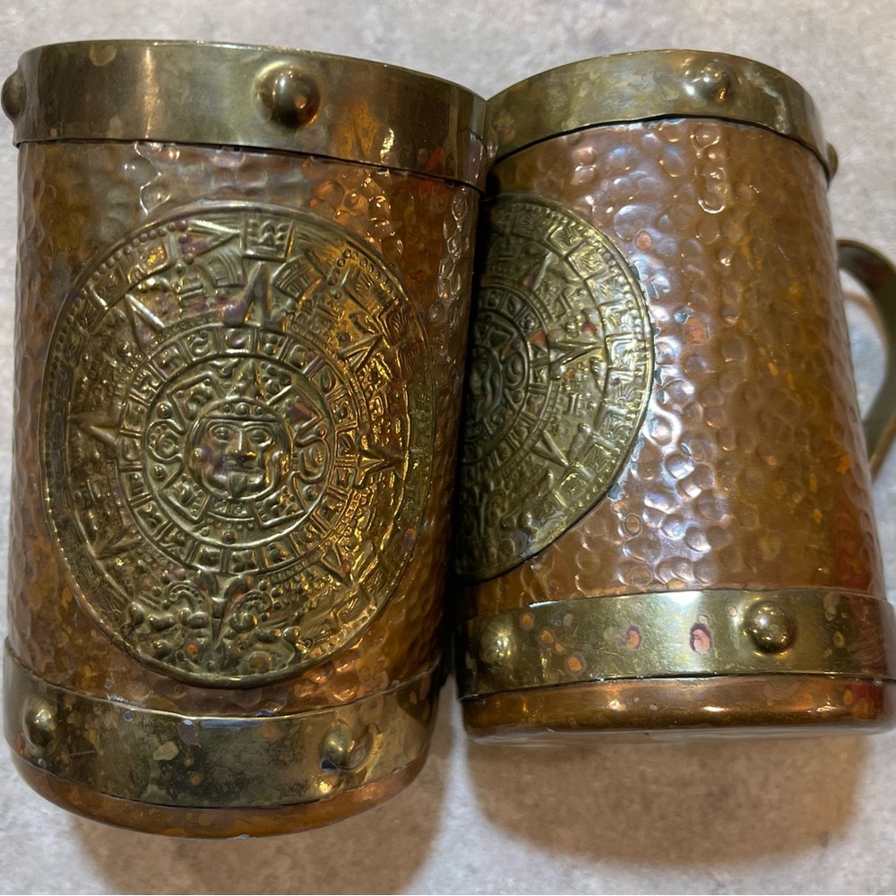 Aztec/Mexican Copper Mugs Handmade